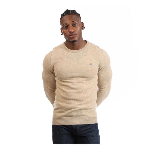 Gant Mens Lambswool Blend Crew Neck Sweatshirt / Khaki Brown